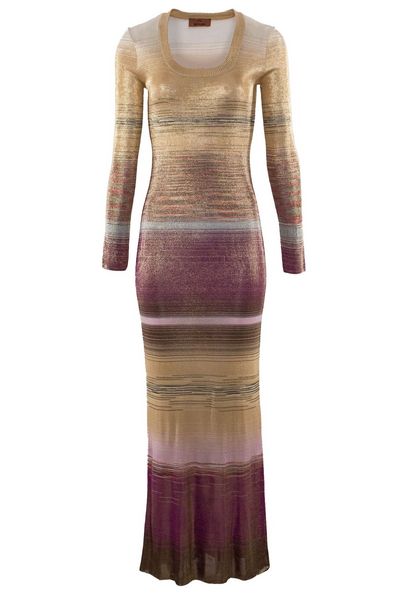Missoni Striped Long-Sleeved Scoop-Neck Maxi Dress