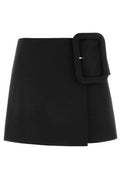 AMI Big Buckle Belted Mini Skirt