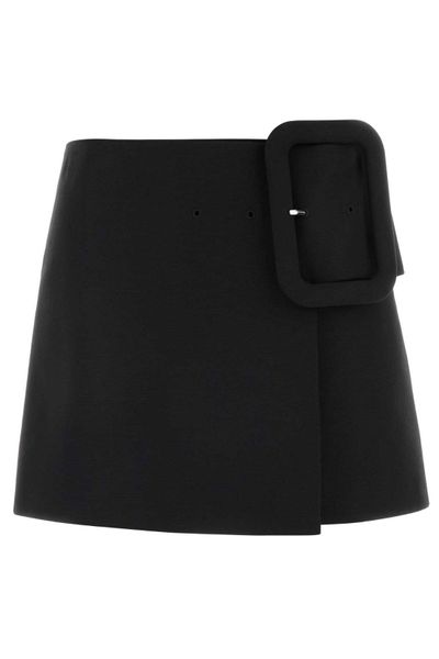 AMI Big Buckle Belted Mini Skirt