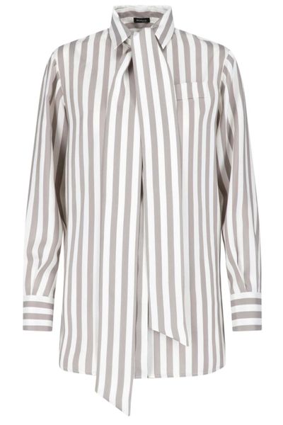 Kiton Striped Tie-Neck Shirt