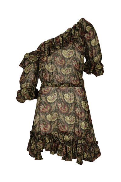 Saint Laurent Ruffled One-Shoulder Dress
