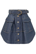 Zimmermann Belted Button-Up Denim Skirt