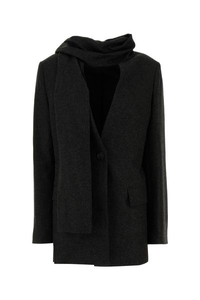 Totême Single-Buttoned V-Neck Cape Blazer