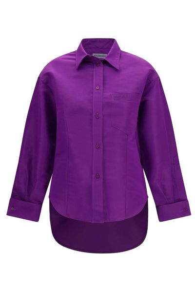 Balenciaga Asymmetric Logo Cotton Shirt