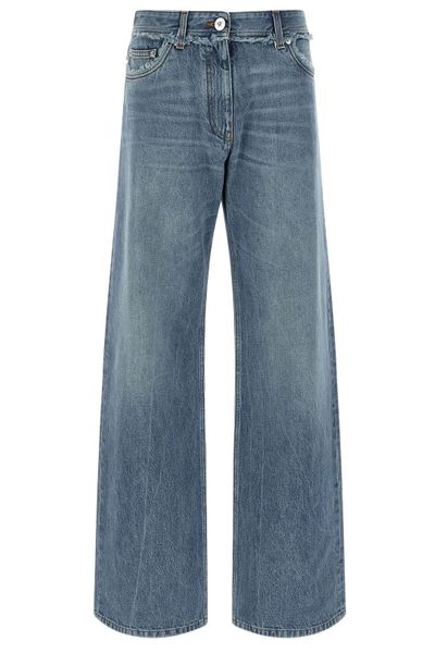 Versace Logo-Patch Fringed Jeans