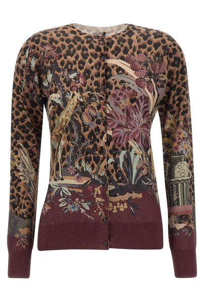 Etro Animal Floral Print Cardigan