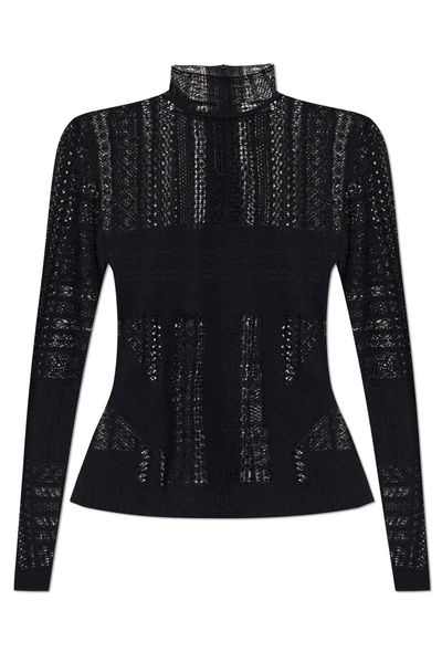 Alexander McQueen Sheer Lace Long-Sleeve Top