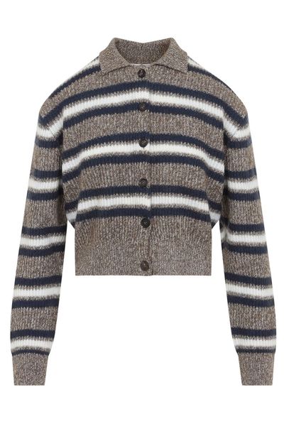 Brunello Cucinelli Striped Button-Up Cardigan