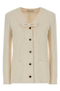 Alessandra Rich Bow Detail Bouclé Blazer