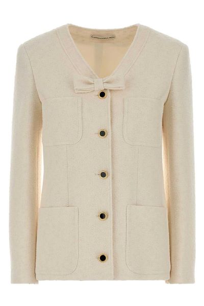 Alessandra Rich Bow Detail Bouclé Blazer