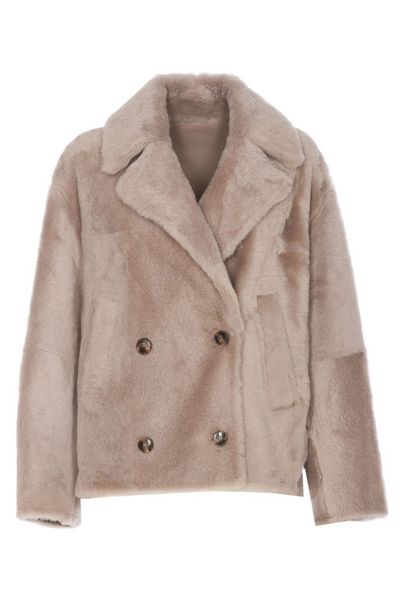 Yves Salomon Double Breasted Pea Jacket