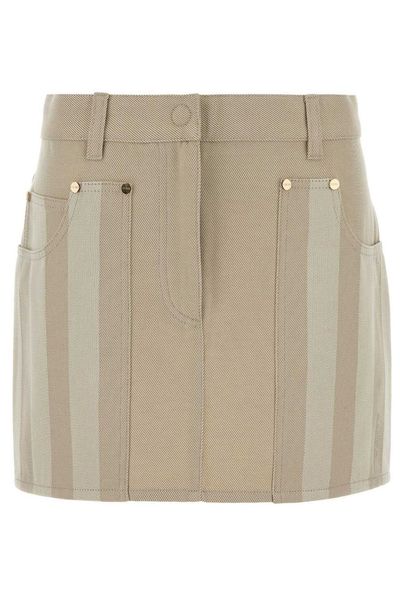 Fendi Striped Mini Jeans Skirt