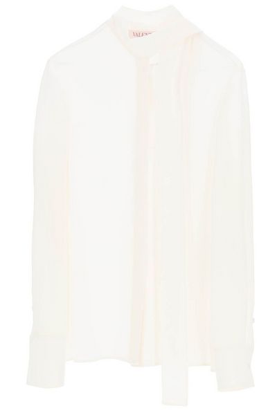 Valentino Pussy-Bow Long-Sleeved Shirt