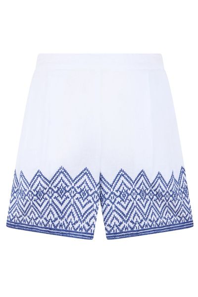 120% Lino Embroidered Border Shorts