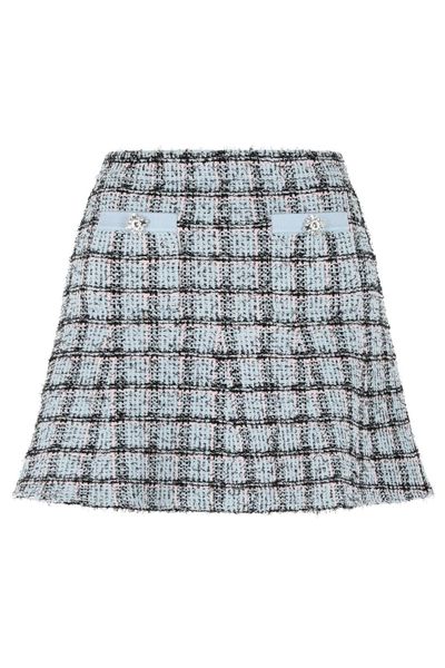 Self-Portrait Check Knit Mini Skirt
