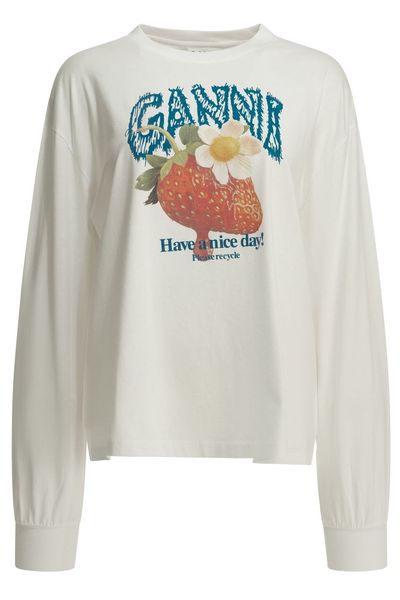 Ganni Strawberry Graphic Long-Sleeve T-Shirt