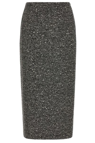 Valentino Embellished Ruffled Pencil Skirt