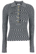 Ganni Striped Knitted Polo Shirt