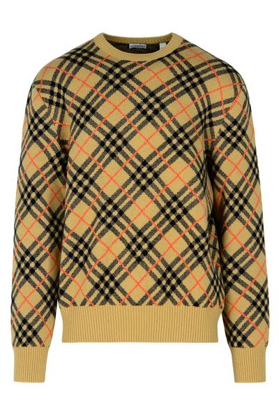 Burberry Checked Knitted Crewneck Jumper