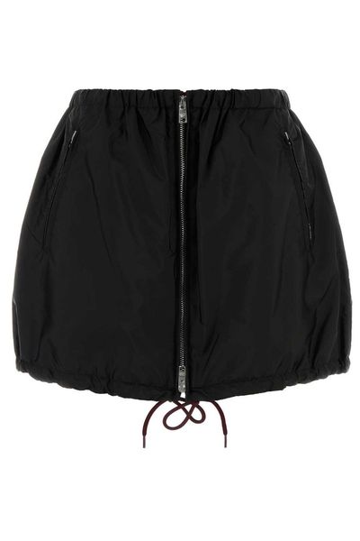 Prada Zip-Front Drawstring Mini Skirt