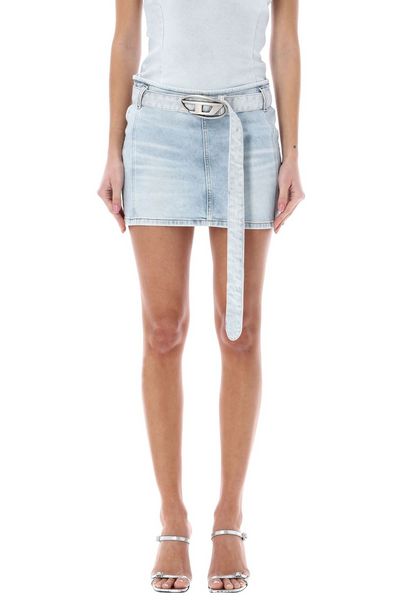 Diesel D-Buckle Belted Denim Mini Skirt