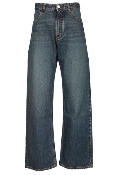Alaïa Contrast-Stitch Straight Leg Jeans