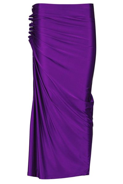 Rabanne Draped Satin Midi Skirt