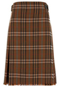 Burberry Checked Frayed-Edge Midi Skirt