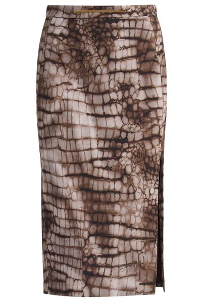 Elisabetta Franchi Printed Side-Slit Midi Skirt
