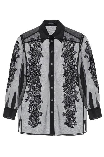 Dolce & Gabbana Lace-Detailed Long Sleeved Shirt