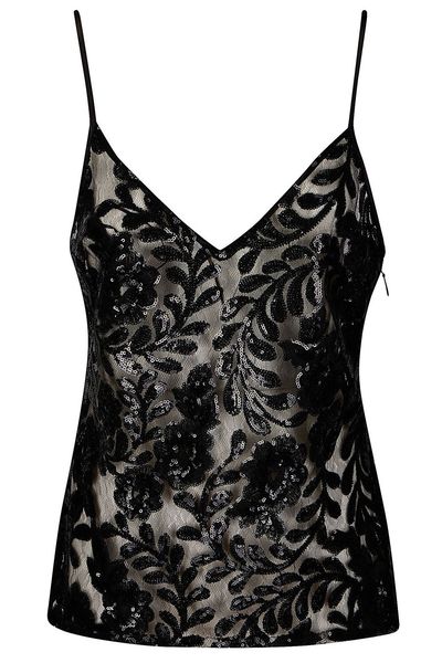 Golden Goose Deluxe Brand Floral Seqin Embellished V-neck Top
