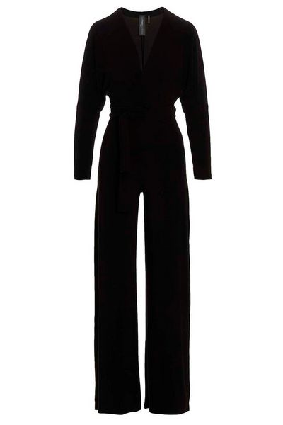 Norma Kamali V-Neck Straight-Leg Bodysuit