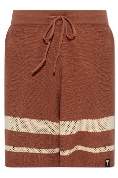 Palm Angels Logo Patch Striped Shorts