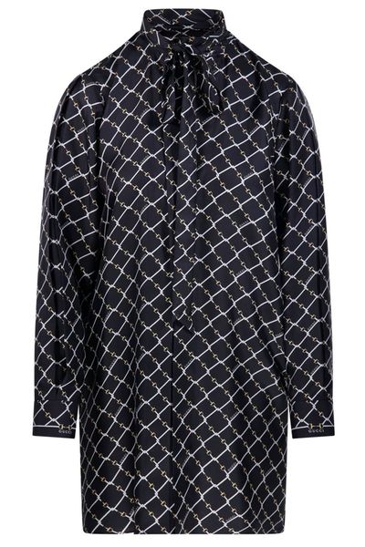 Gucci Printed Long-Sleeve Twill Dress