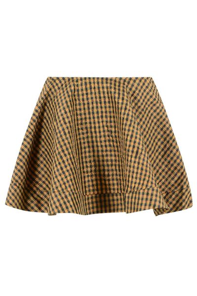Ganni Crinkled Check Mini Circle Skirt