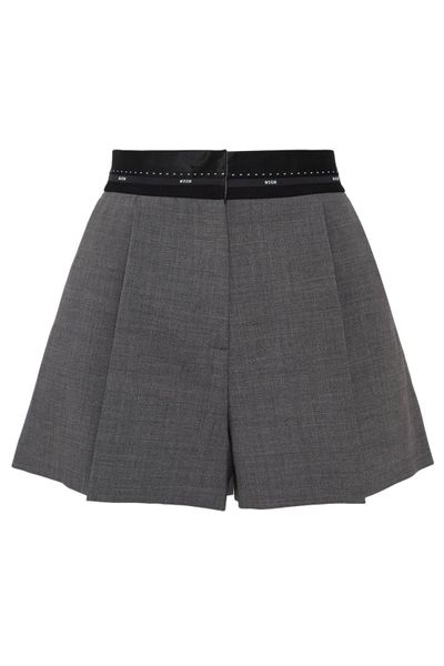 MSGM Pleated Logo-Waistband Shorts