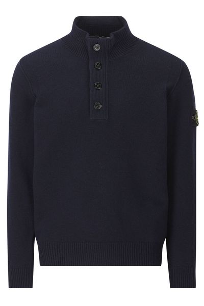 Stone Island Button Placket Knitted Sweater