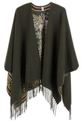 Ferragamo Printed Fringed-Edge Cape