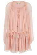 Chloé Sheer Detailed Ruffled Cape Dress