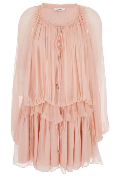 Chloé Sheer Detailed Ruffled Cape Dress