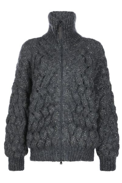 Brunello Cucinelli Dazzling Zigzag Cables Cardigan