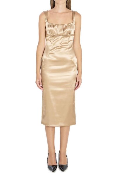 Dolce & Gabbana Pleat Detailed Sleeveless Midi Dress