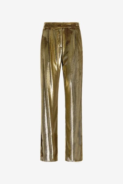 Roberto Cavalli Lurex Velvet Wide-Leg Pants