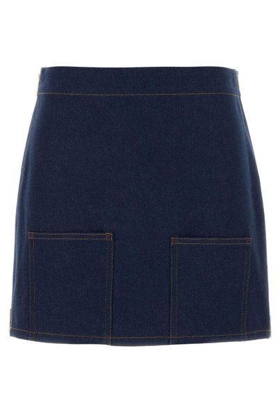 Fendi Full-Zip Denim Mini Skirt