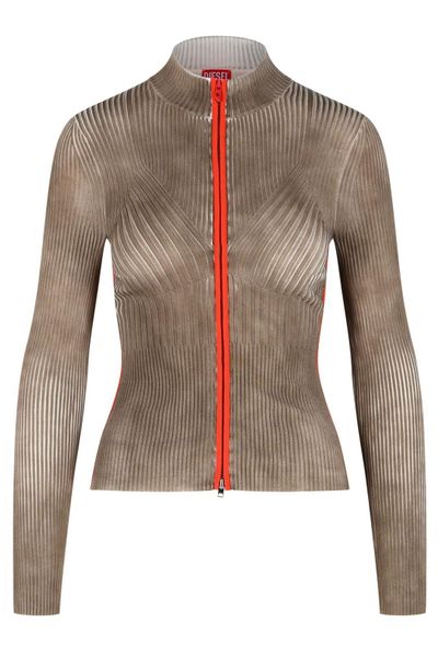 Diesel Contrast Bands Ribbed Zip Cardigan