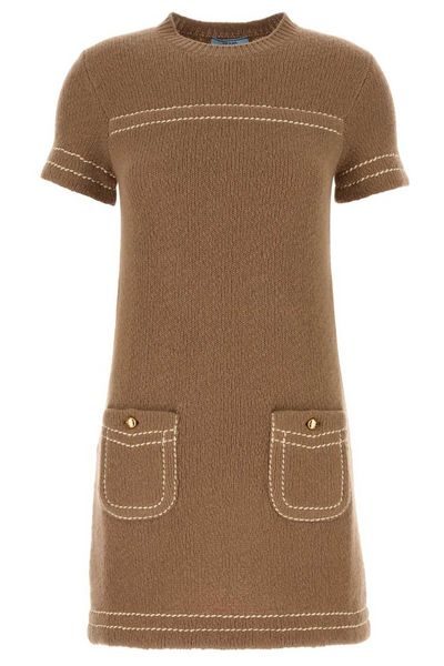 Prada Short Sleeved Crewneck Mini Dress