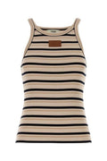 Fendi Logo Patch Striped Knitted Tank Top
