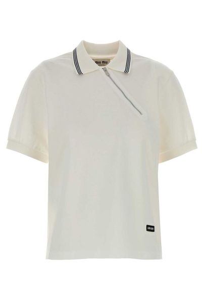 Miu Miu Zip-Detailed Short-Sleeved Polo Shirt