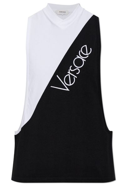 Versace Logo Panel Sleeveless Top