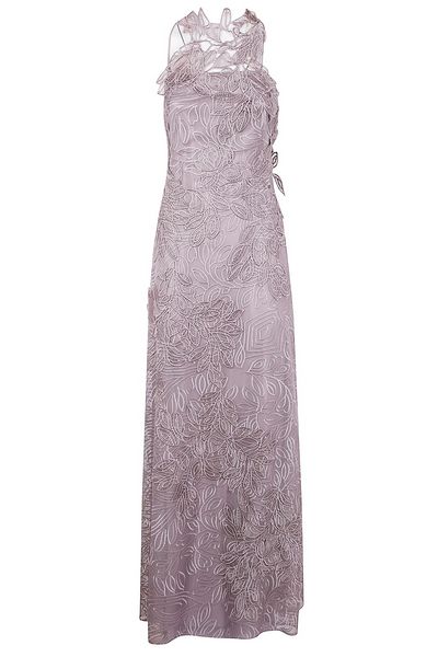 Alberta Ferretti Guipure-Lace Sleeveless Maxi Dress